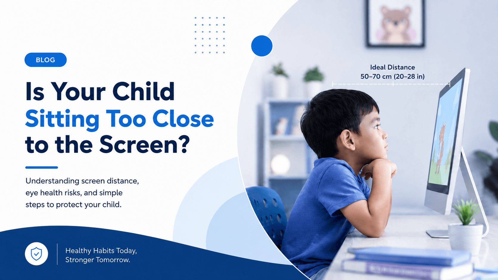 Young child sitting very close to a tablet screen in a dimly lit room, illustrating potential vision concerns
