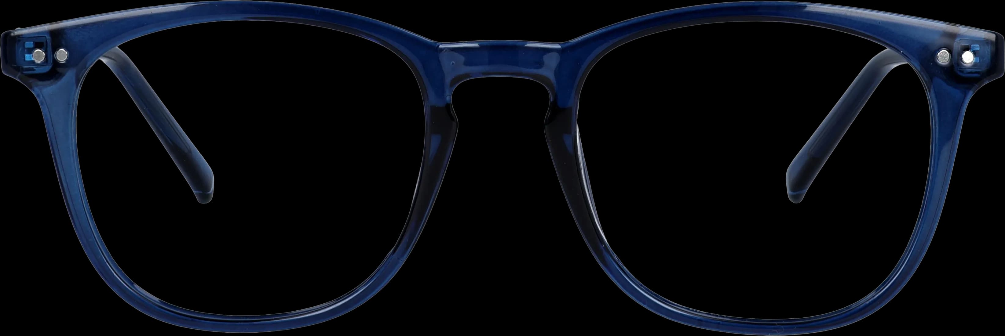 Blue Small optical frame front view with arms open