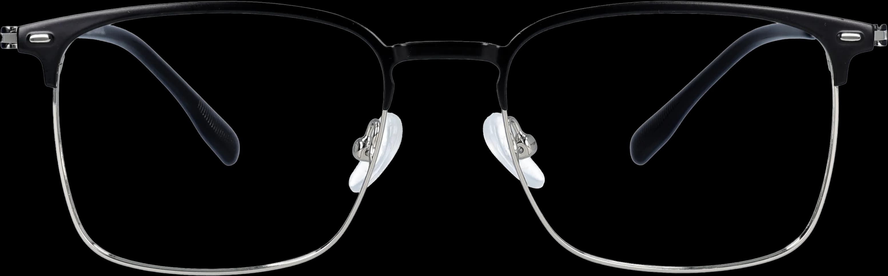 Black Silver Medium optical frame front view with arms open