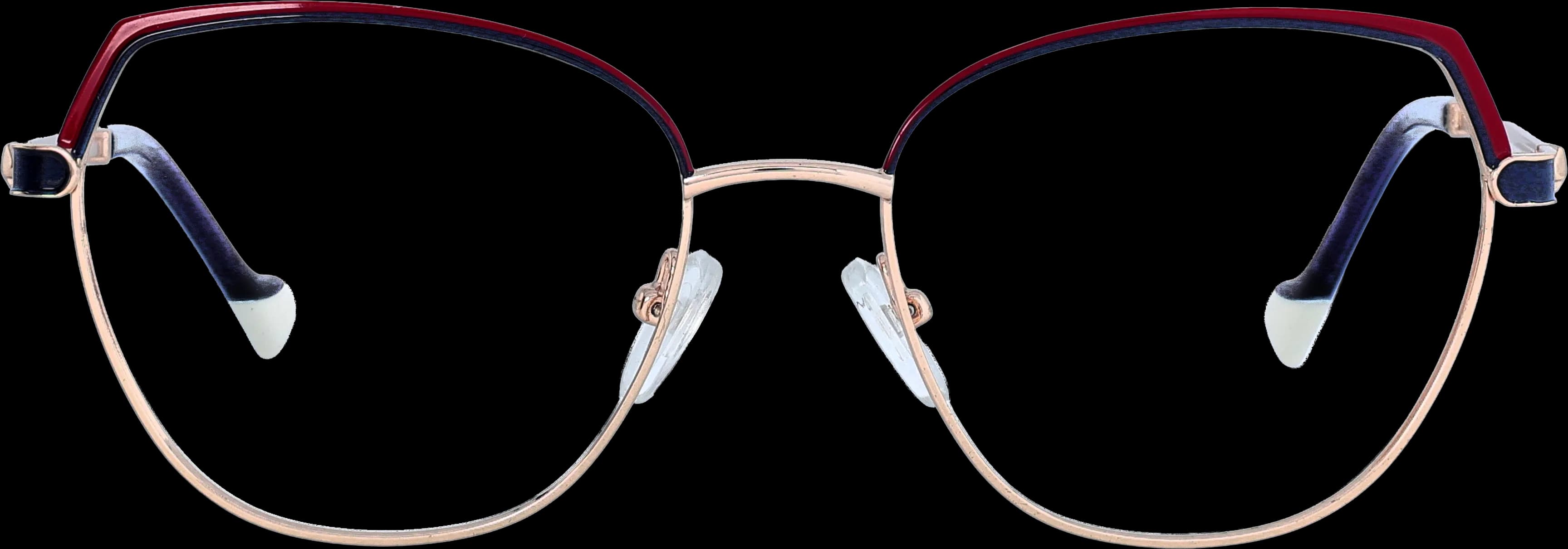 gold maroon black Medium optical frame front view with arms open