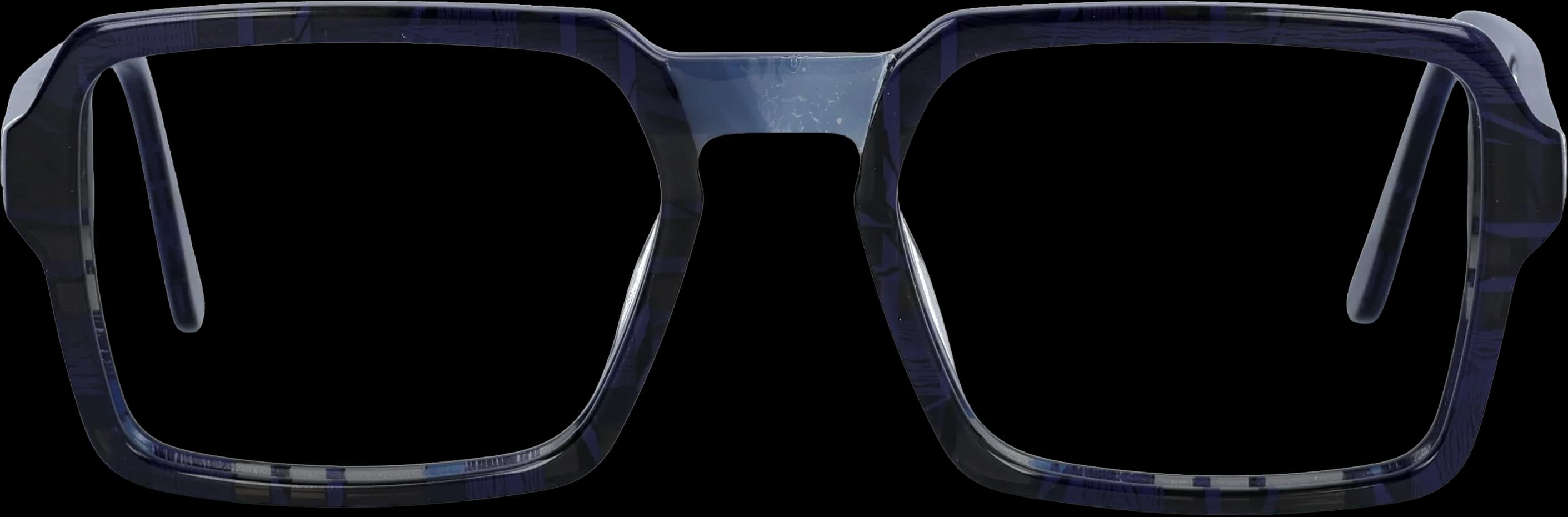Blue Medium optical frame front view with arms open