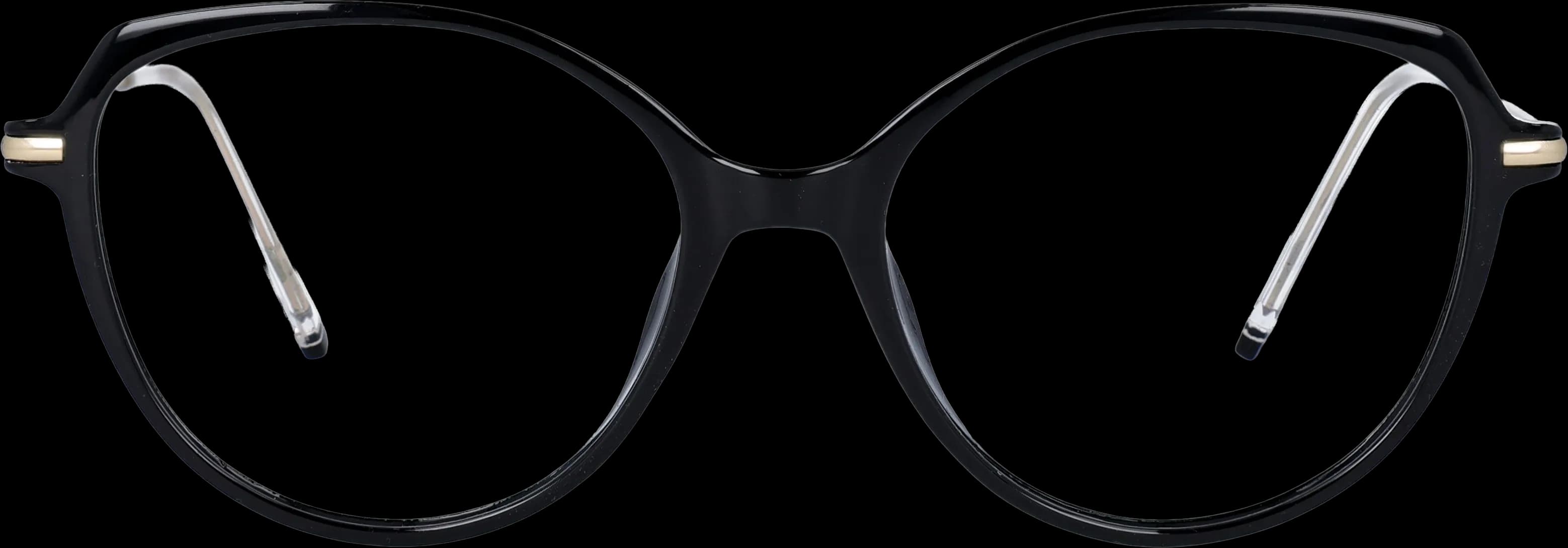 shiny black Medium optical frame front view with arms open