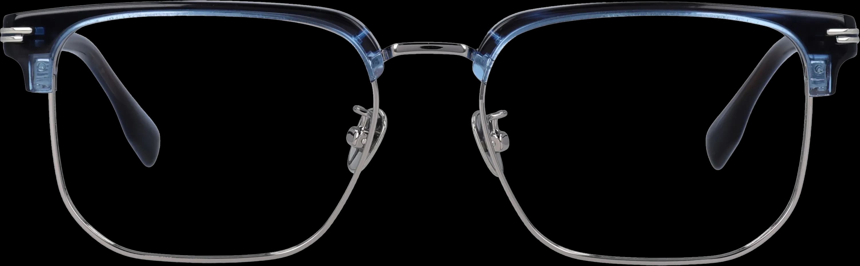 Blue silver Large optical frame front view with arms open