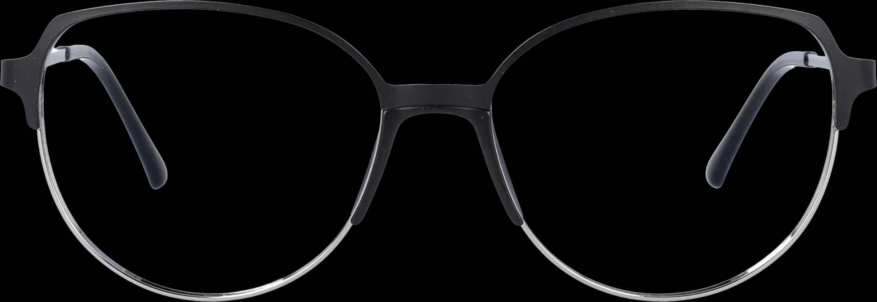 Black Silver Small optical frame front view with arms open