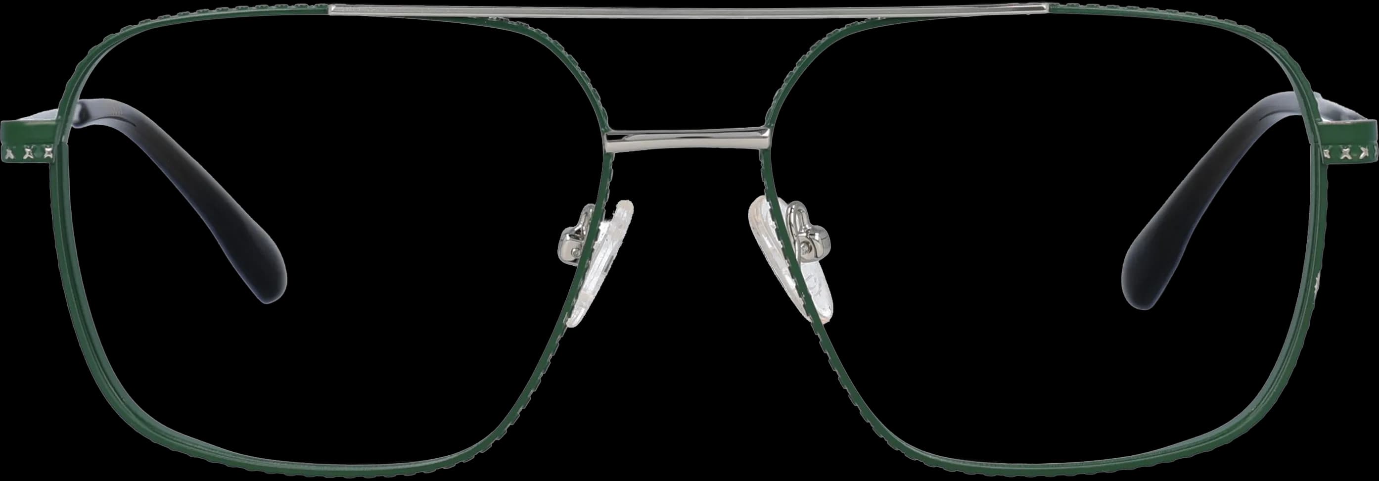 Matte green -silver Large optical frame front view with arms open