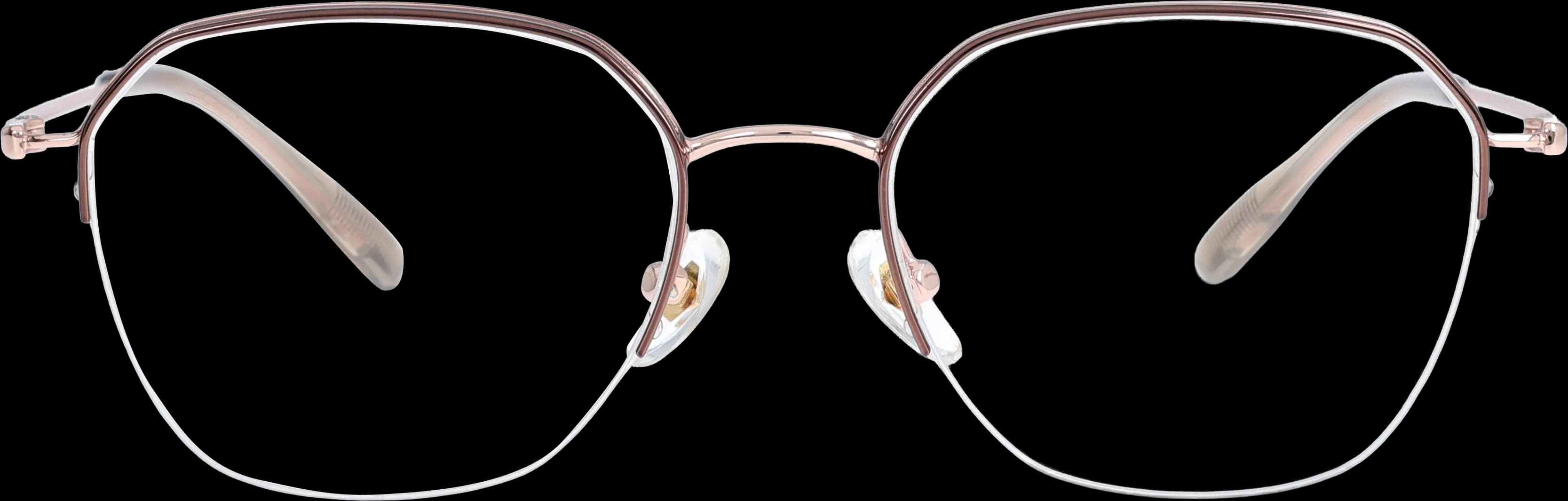 Brown- Rose gold Medium optical frame front view with arms open
