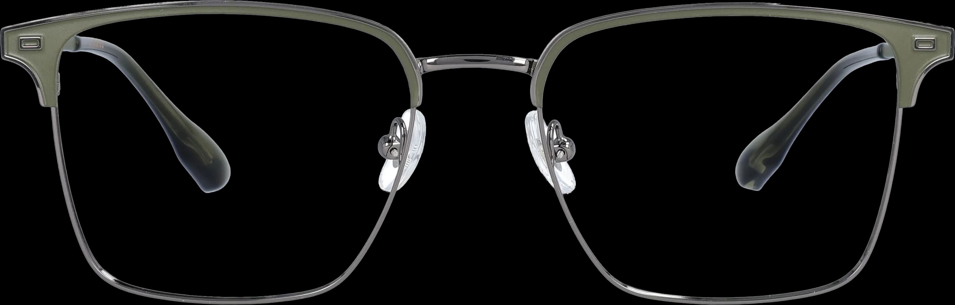 Green-Gun metal Medium optical frame front view with arms open