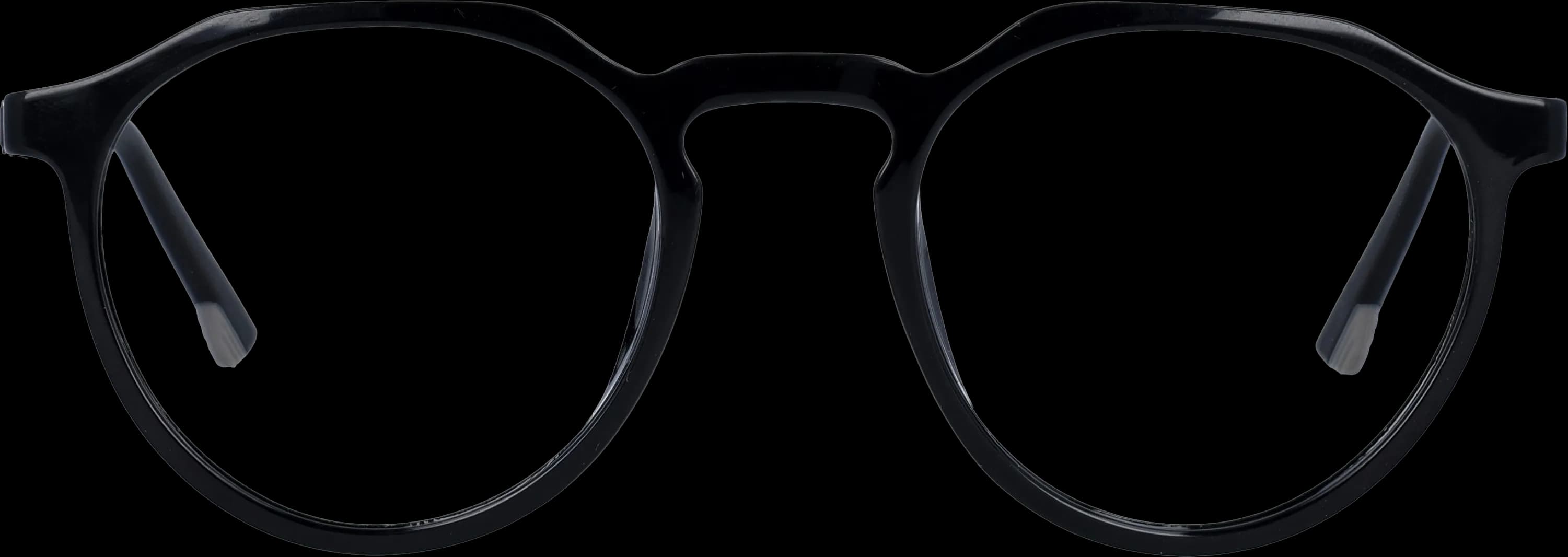 shiny black Small optical frame front view with arms open