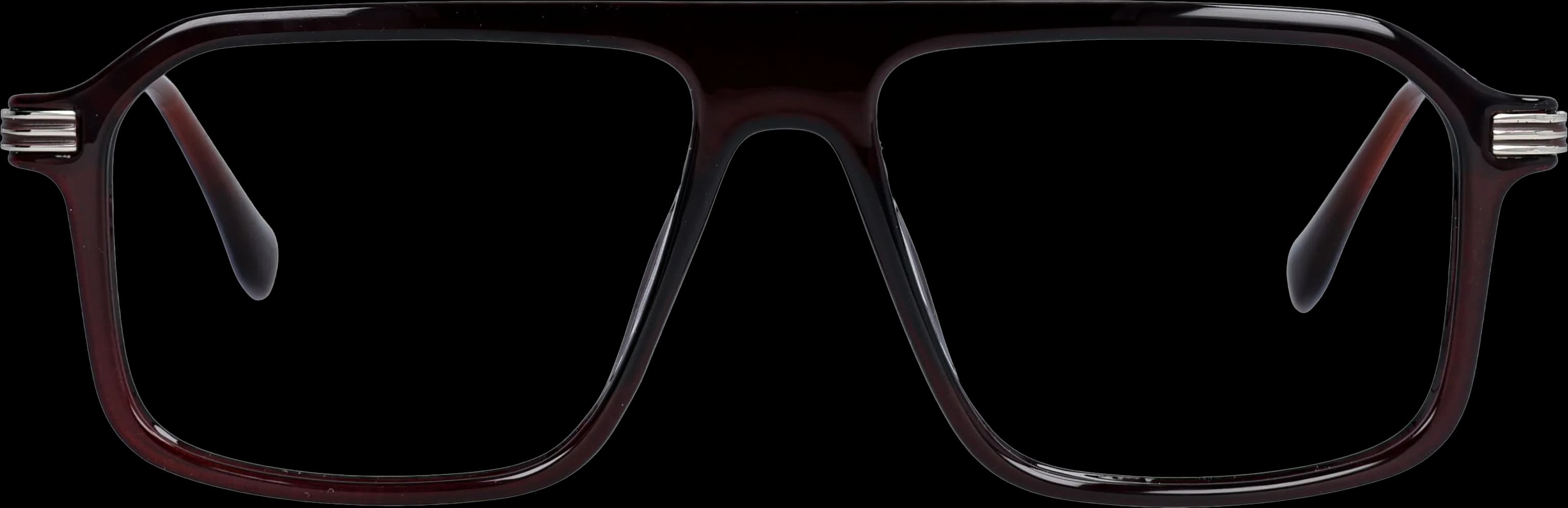 Transperant Brown Medium optical frame front view with arms open