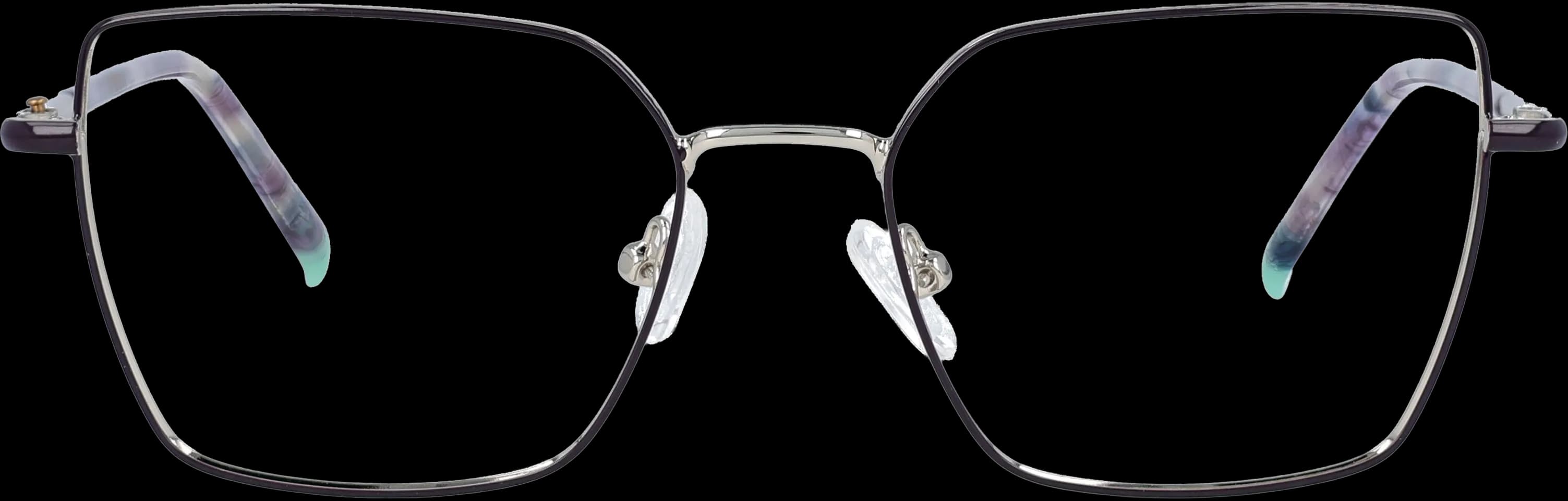 Purple silver Small optical frame front view with arms open