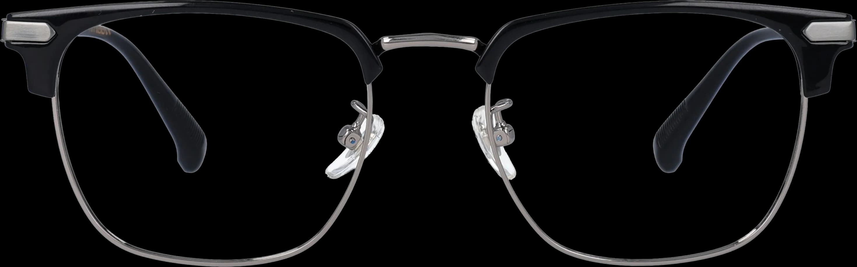 Black Silver Medium optical frame front view with arms open