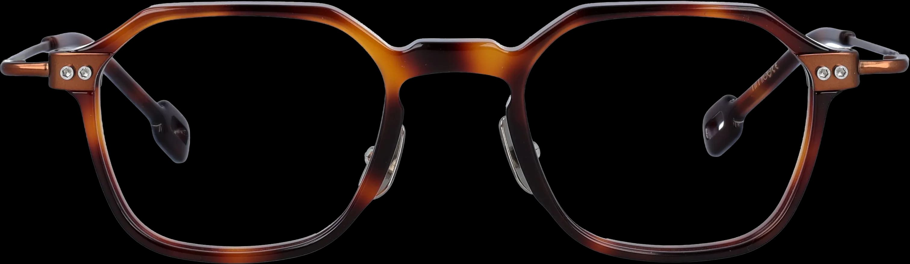 Brown Tortoise Small optical frame front view with arms open