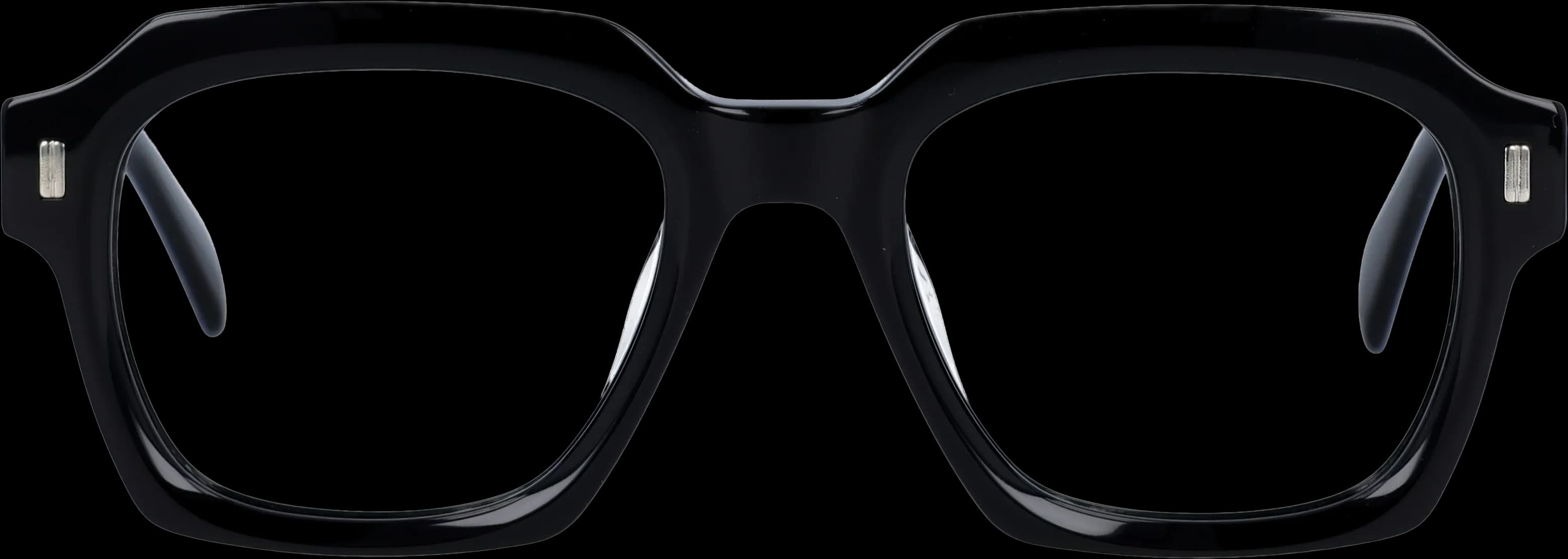 shiny black Medium optical frame front view with arms open