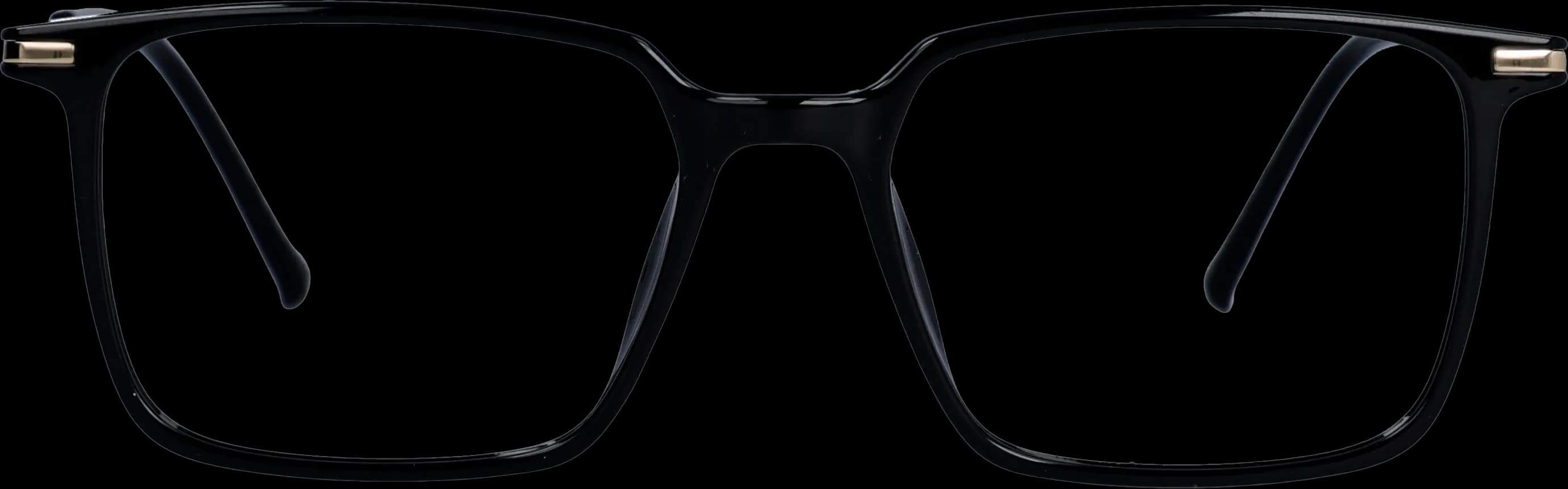 shiny black Medium optical frame front view with arms open