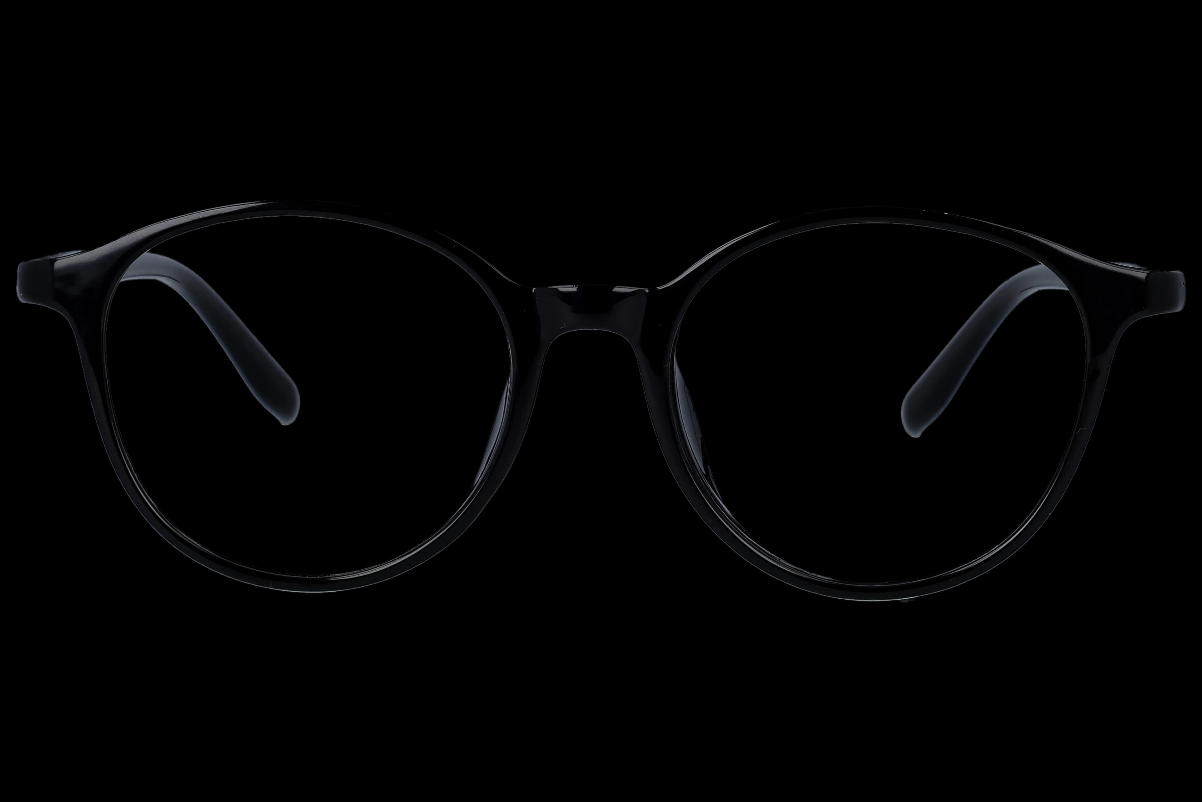 Round Eyeglasses RL1307 Black Small optical frame front view with arms open