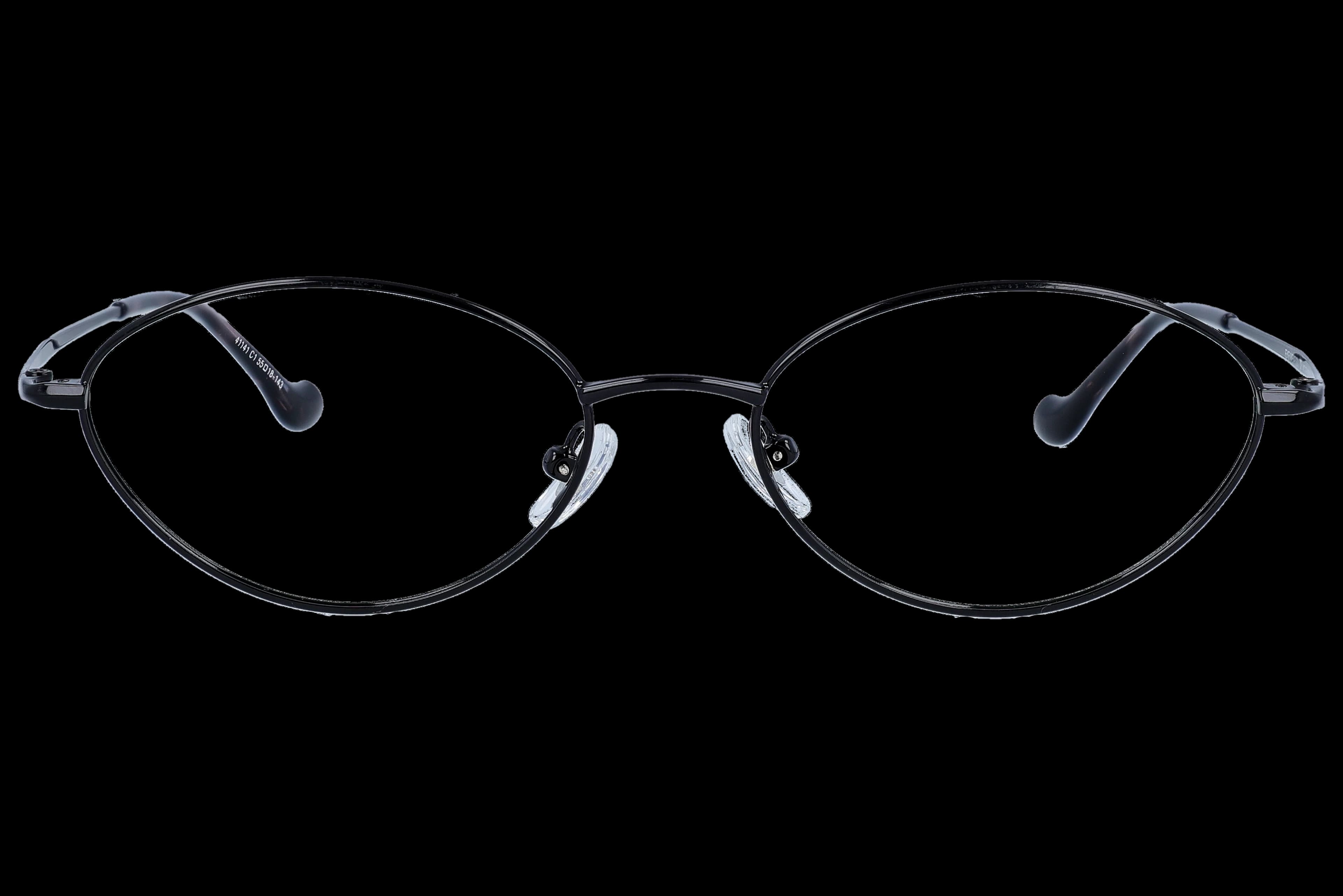 Oval Eyeglasses RL1323 Black Large optical frame front view with arms open