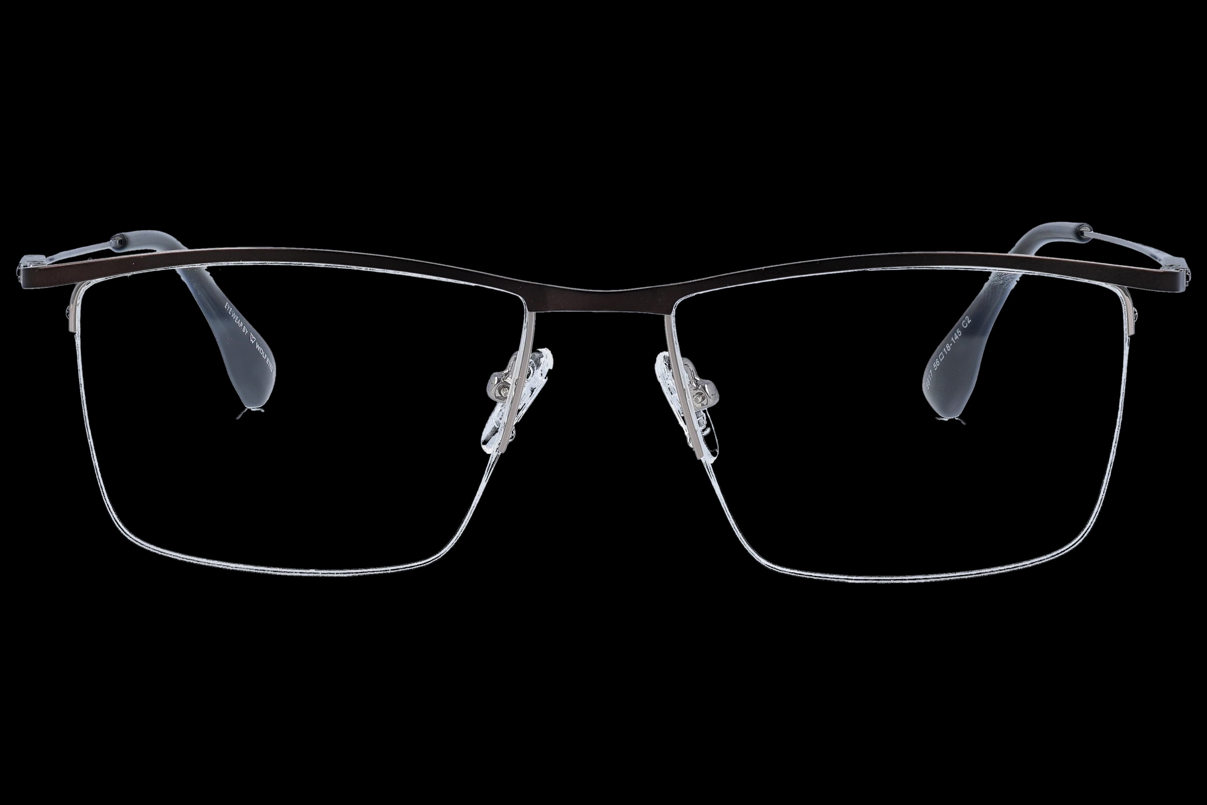 Rectangle Eyeglasses RL1320 Gun metal Large optical frame front view with arms open