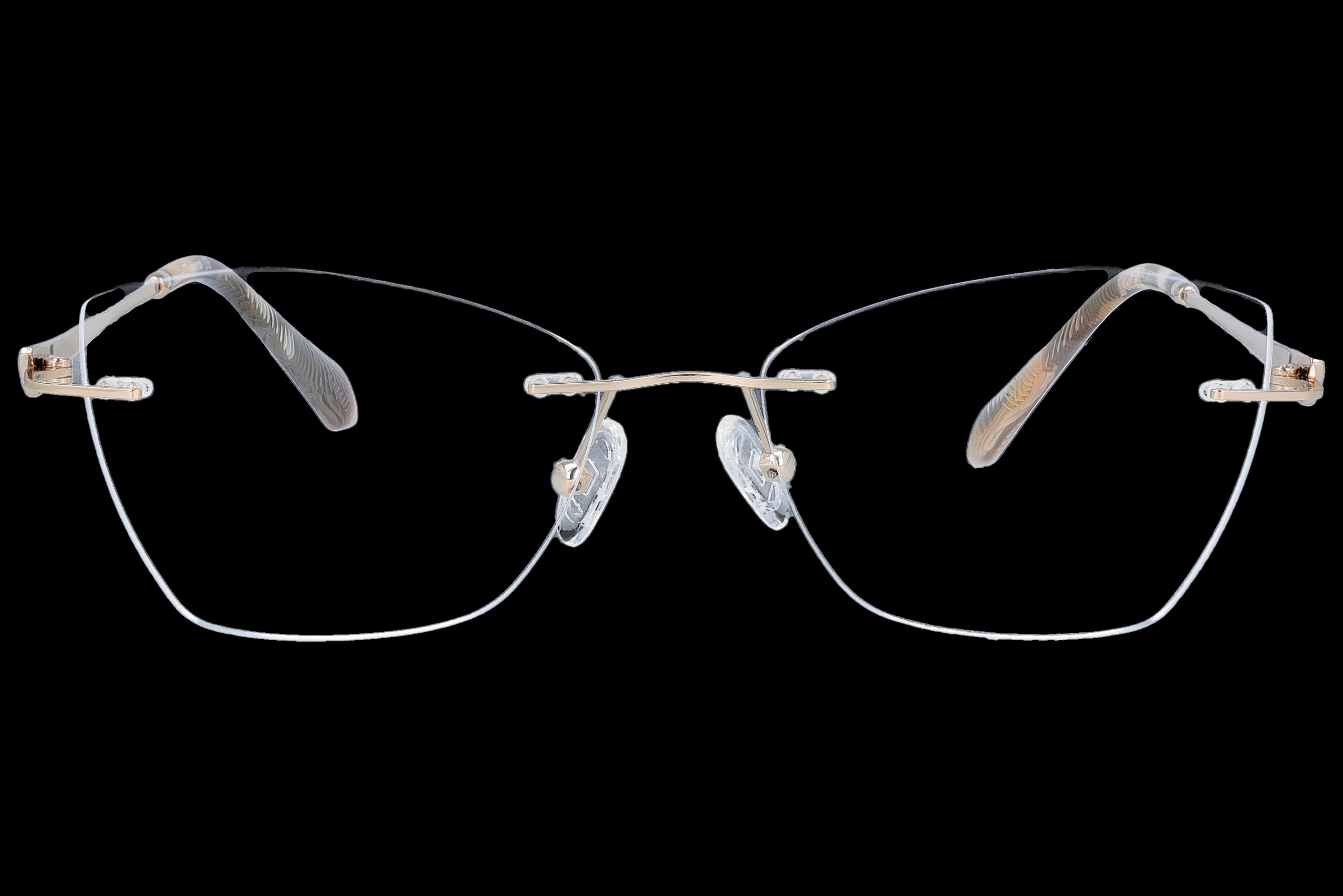 Cat Eye Eyeglasses RL1325 Gold Large optical frame front view with arms open