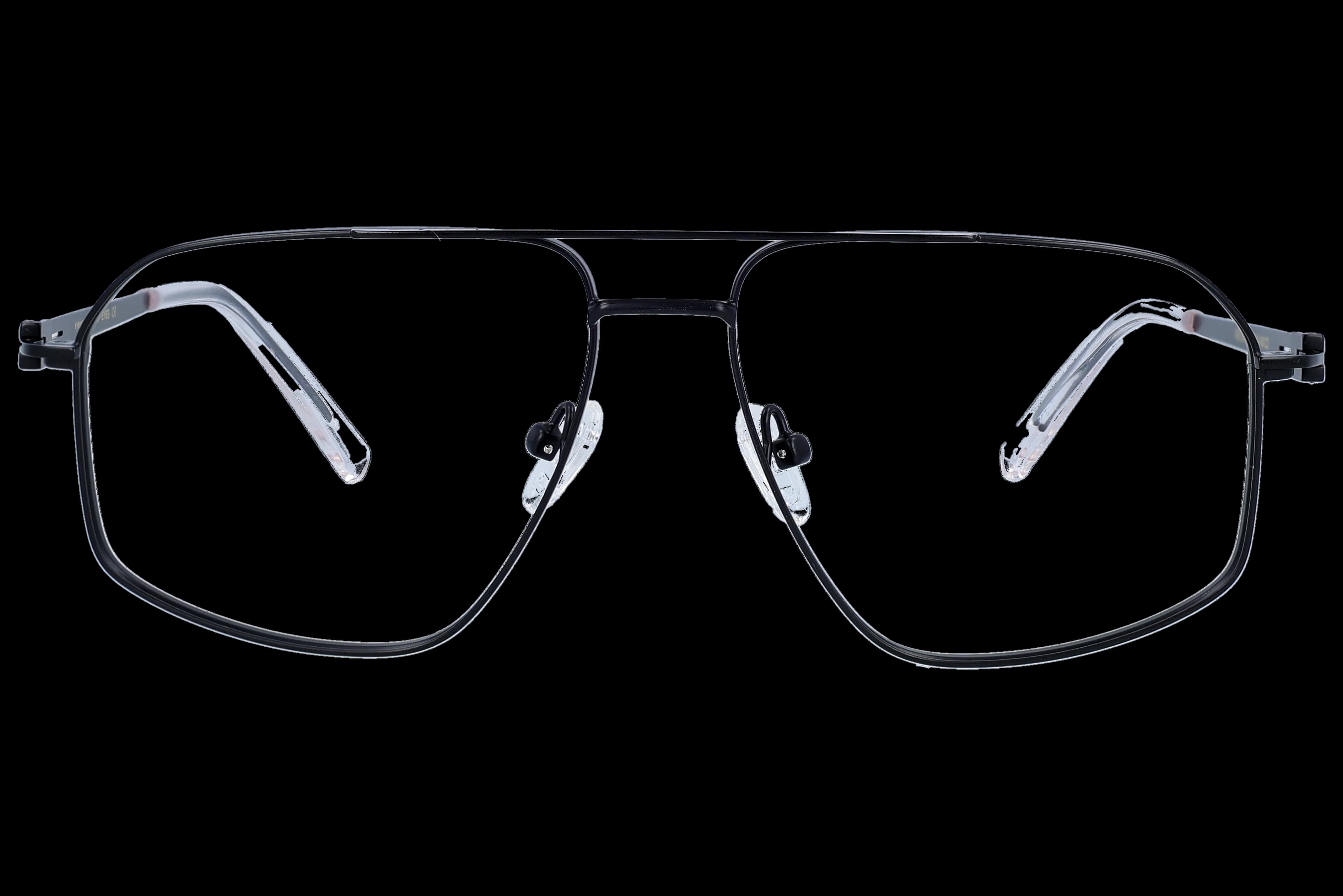 Aviator Eyeglasses RL1301 Black Large optical frame front view with arms open