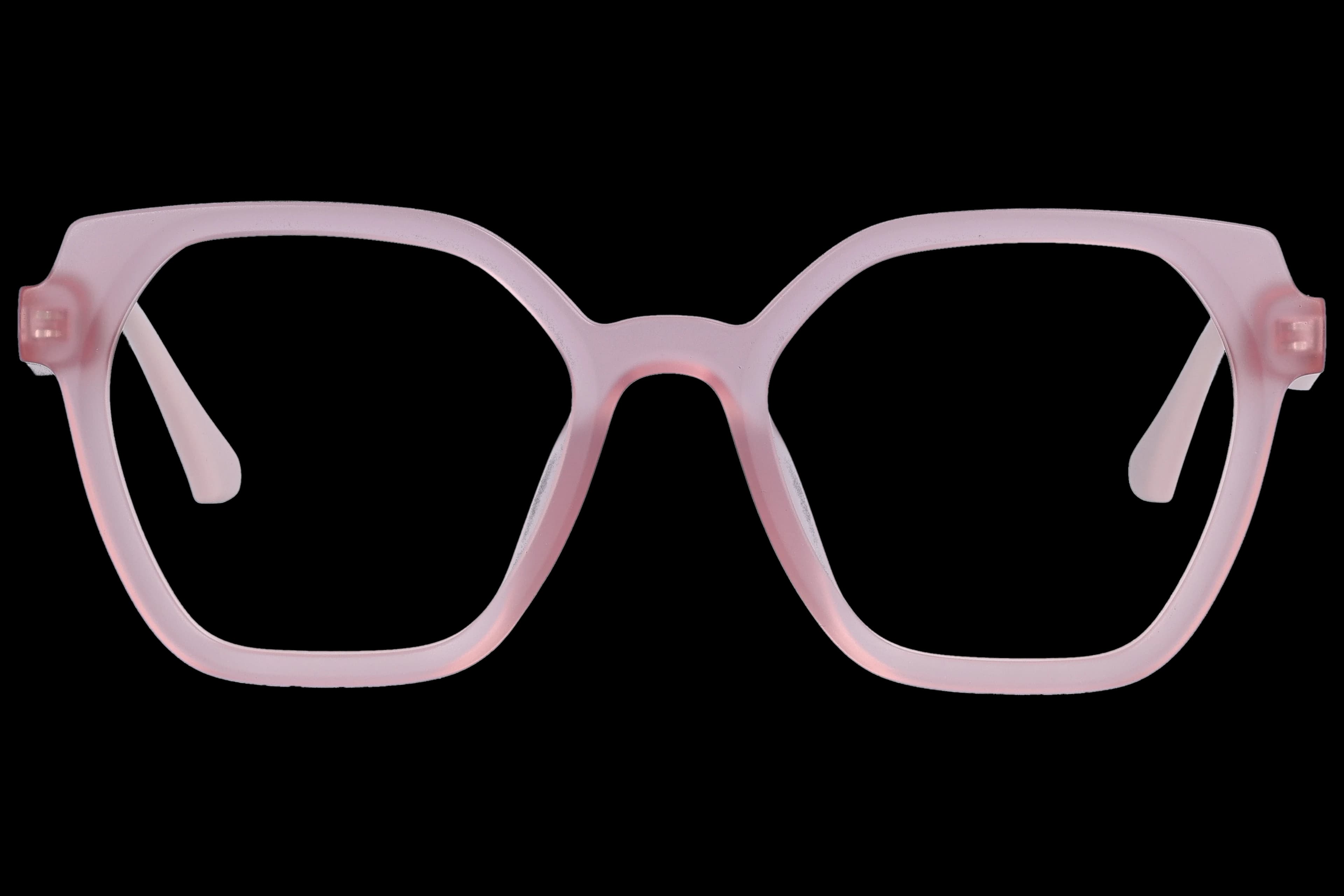 Geometric Eyeglasses RL1341 Matte Pink Medium optical frame front view with arms open