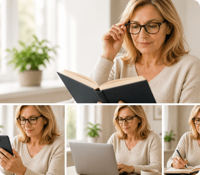 Person reading with glasses