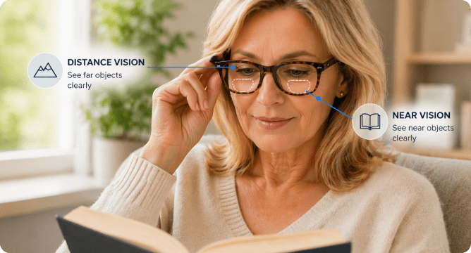Person struggling to read