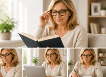 Person reading with glasses