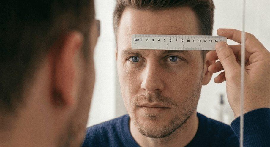 Step 2: Hold a ruler against your forehead or nose bridge