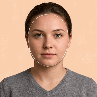 Person with a round face shape