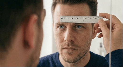 Step 2: Hold a ruler against your forehead or nose bridge
