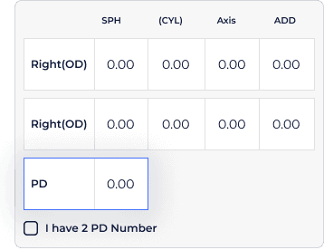 Prescription form with two PD numbers