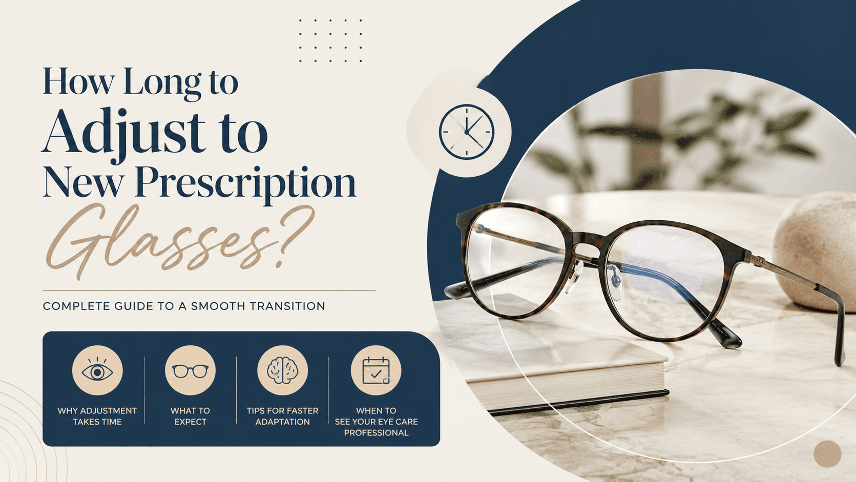 Person wearing new prescription glasses indoors during the adjustment period