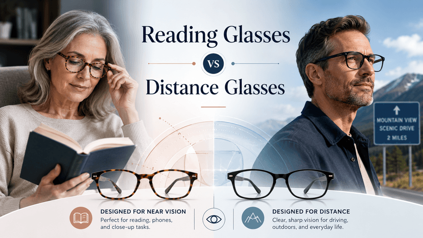 Difference between reading glasses and distance glasses