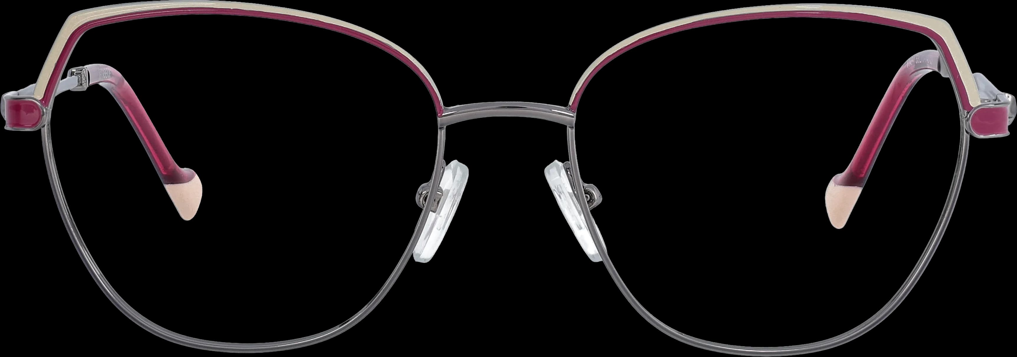 black pink white Medium optical frame front view with arms open