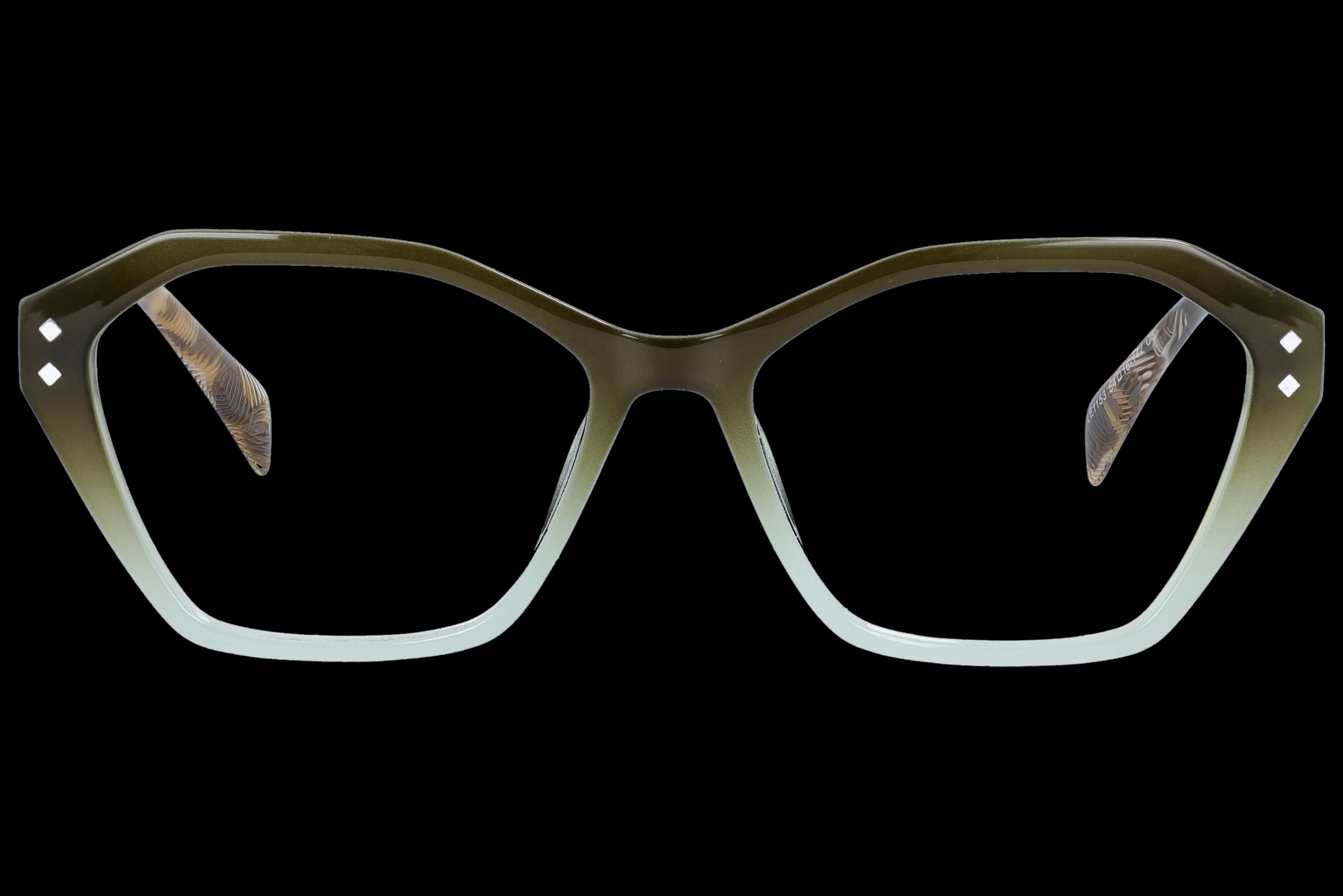 Cat Eye Eyeglasses RL1357 Green Medium optical frame front view with arms open