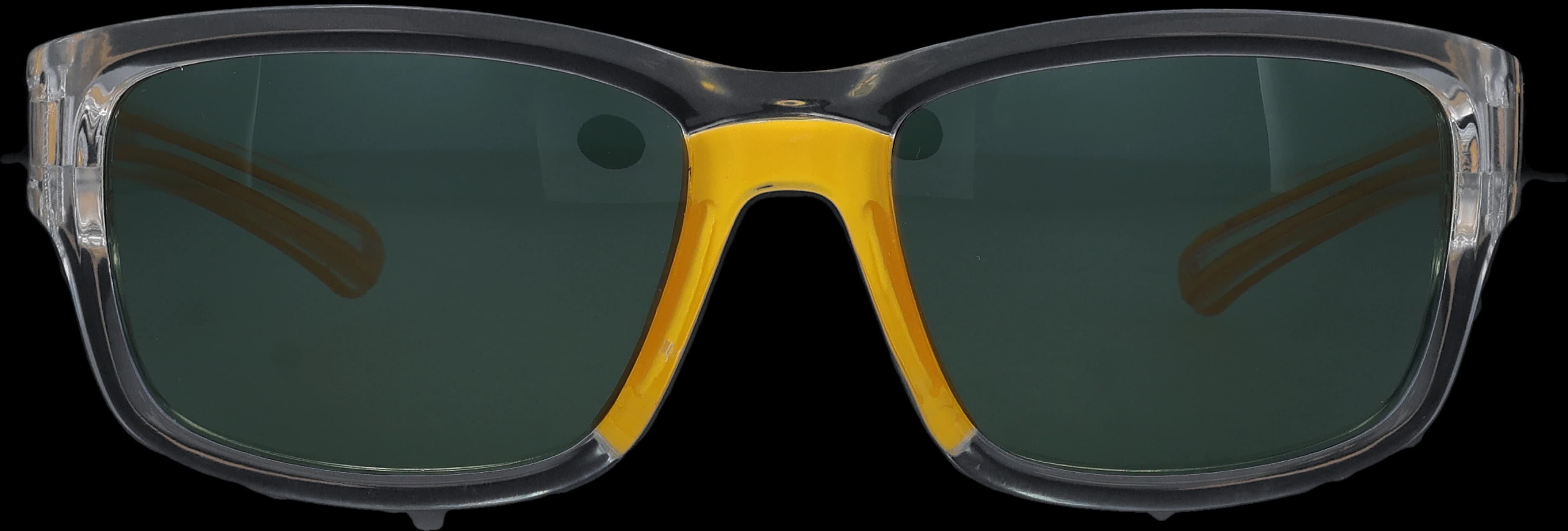 Yellow/Transpersnt Large optical frame front view with arms open